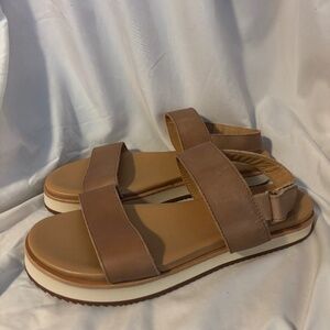 Nisolo Women's Go To Platform Leather Sandal, Almond, Size 9.5, NEW!!